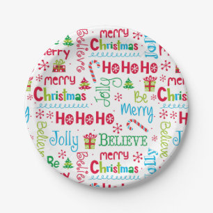Merry kerst Whimsical Modern Jolly Typografie Papieren Bordje