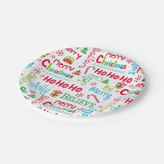 Merry kerst Whimsical Modern Jolly Typografie Papieren Bordje (Gekanteld)