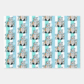 Merry kerst Whimsical Pink Blue Snowmen Inpakpapier Vel (Voorkant)