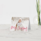 Merry kerst Whimsical Red Script-foto Feestdagen Kaart (Voorkant)