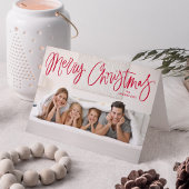 Merry kerst Whimsical Red Script-foto Feestdagen Kaart