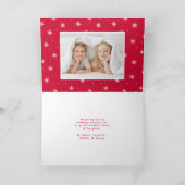 Merry kerst Whimsical Red Script-foto Feestdagen Kaart (Binnen)