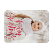 Merry kerst Whimsical Red Script-foto Magneet (Horizontaal)