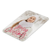 Merry kerst Whimsical Red Script-foto Magneet (Linkerzijde)