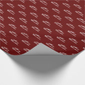 Merry kerst white burgundy wine maroon script cadeaupapier (Hoek)