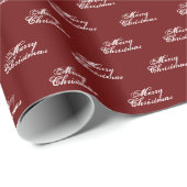 Merry kerst white burgundy wine maroon script cadeaupapier (Rol Hoek)