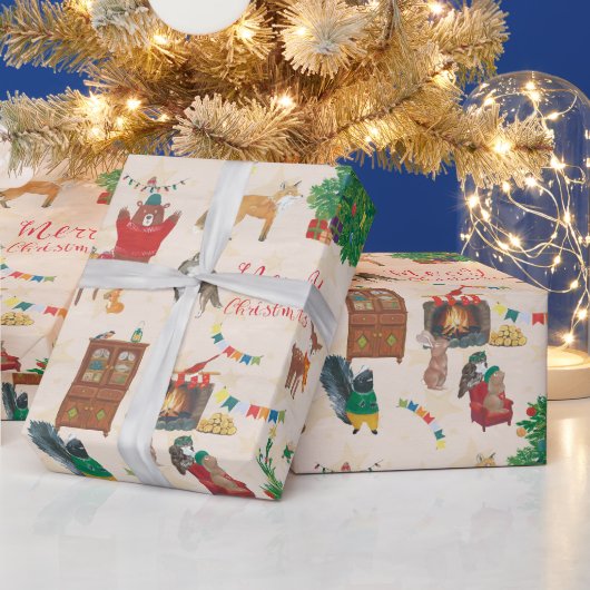 Merry kerst Wildlife Fun Cadeaupapier (Feestdagen)