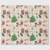 Merry kerst Wildlife Fun Cadeaupapier (Vlak)