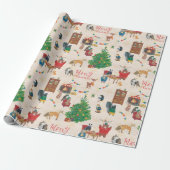 Merry kerst Wildlife Fun Cadeaupapier (Uitgerold)
