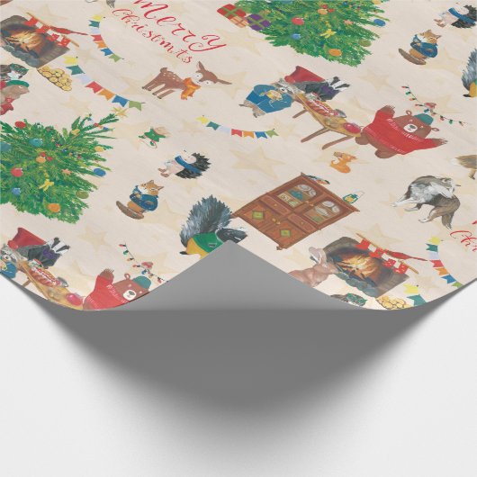 Merry kerst Wildlife Fun Cadeaupapier (Hoek)