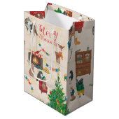 Merry kerst Wildlife Fun Medium Cadeauzakje (Voorkant Gekanteld)