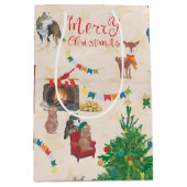 Merry kerst Wildlife Fun Medium Cadeauzakje (Voorkant)