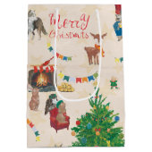 Merry kerst Wildlife Fun Medium Cadeauzakje (Achterkant)