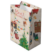 Merry kerst Wildlife Fun Medium Cadeauzakje (Achterkant Gekanteld)