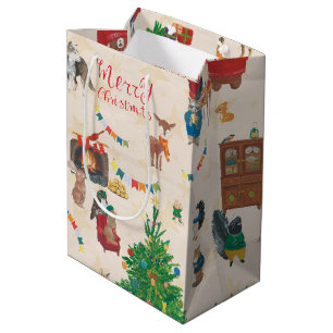 Merry kerst Wildlife Fun Medium Cadeauzakje