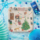 Merry kerst Wildlife Fun Papieren Bordje (Feest)