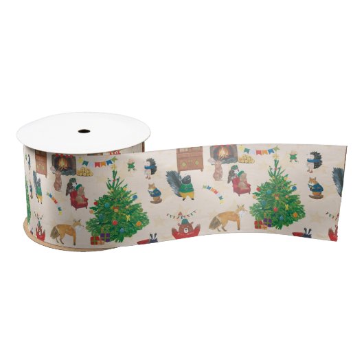 Merry kerst Wildlife Fun Satijnen Lint (Spoel)