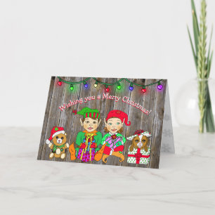 Merry kerst Wishes Whimsical Elves Kaart