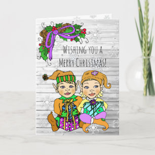 Merry kerst Wishes Whimsical Elves Kaart