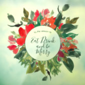 Merry kerst Wreath Floral Green Raamsticker (Vel 3)