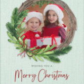 Merry kerst Wreath Modern foto Feestdagenkaart