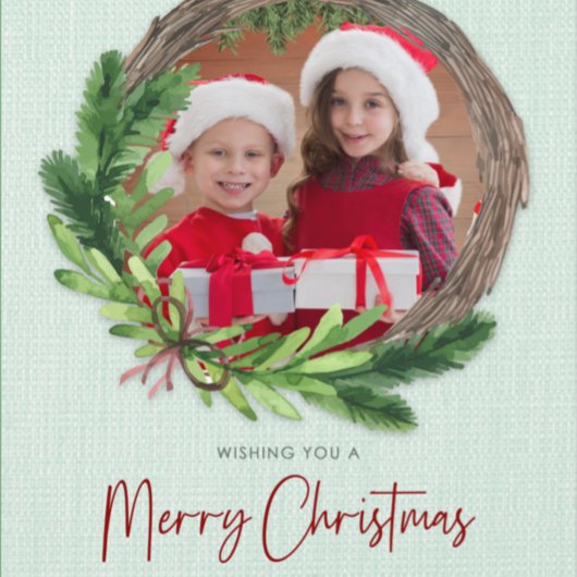 Merry kerst Wreath Modern foto Feestdagenkaart