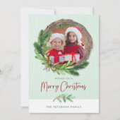 Merry kerst Wreath Modern foto Feestdagenkaart (Voorkant)