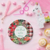 Merry kerst Wreath Red Pset Green Papieren Bordje (Feest)