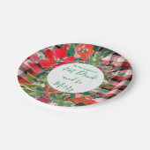 Merry kerst Wreath Red Pset Green Papieren Bordje (Gekanteld)