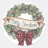 Merry kerst Wreath Sticker (Voorkant)