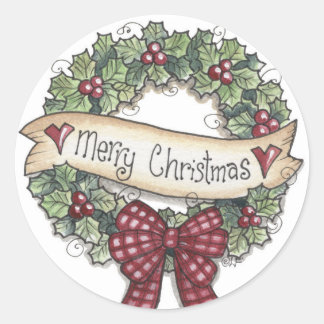 Merry kerst Wreath Sticker