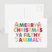 Merry kerst Ya Filthy Animal Briefkaart (Voorkant / Achterkant)