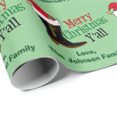 Merry kerst Yall Funny Cowboy Boot Custom Cadeaupapier (Rol Hoek)