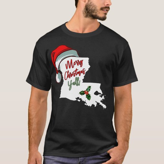 Merry kerst Yall Southern Louisiana Santa Hat T-shirt (Voorkant)