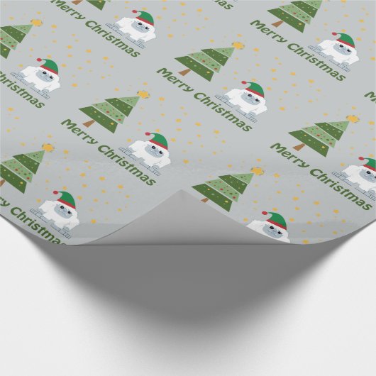 Merry kerst Yeti Cadeaupapier (Hoek)