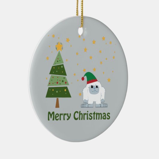 Merry kerst Yeti Keramisch Ornament (Rechts)