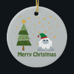 Merry kerst Yeti Keramisch Ornament<br><div class="desc">Vrolijk kerstfeest! Vakantievlek met een schattige Yeti</div>