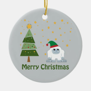Merry kerst Yeti Keramisch Ornament