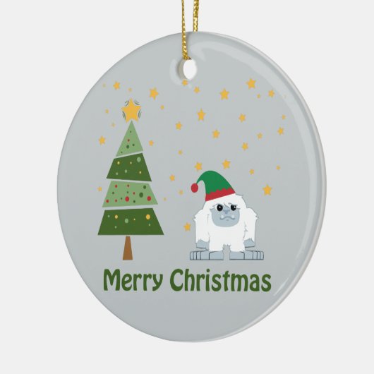 Merry kerst Yeti Keramisch Ornament (Links)