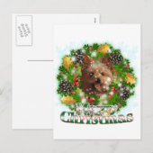 Merry kerst Yorkie Feestdagenkaart (Voorkant / Achterkant)