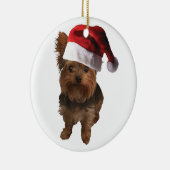 Merry kerst Yorkie Keramisch Ornament (Rechts)