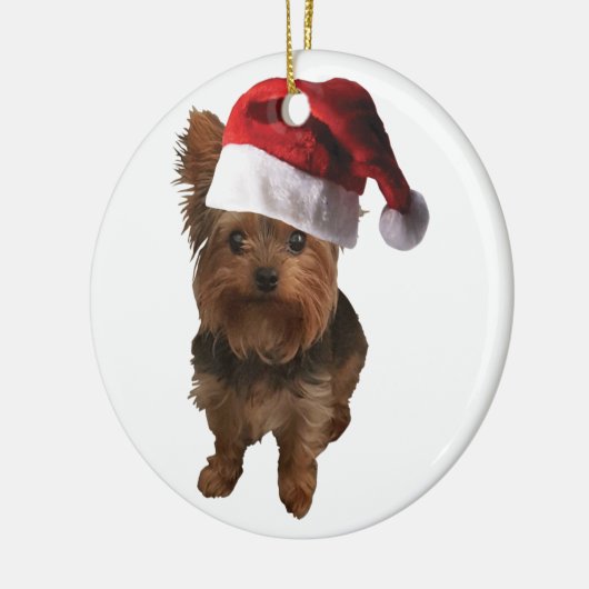 Merry kerst Yorkie Keramisch Ornament (Links)
