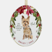 Merry kerst Yorkshire Terrier | Honden toevoegen F Keramisch Ornament (Rechts)