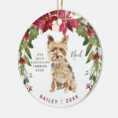 Merry kerst Yorkshire Terrier | Honden toevoegen F Keramisch Ornament (Links)