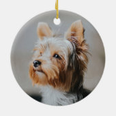 Merry kerst Yorkshire Terrier | Honden toevoegen F Keramisch Ornament (Achterkant)