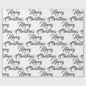 Merry kerst zwart wit aangepast script elegant cadeaupapier (Vlak)