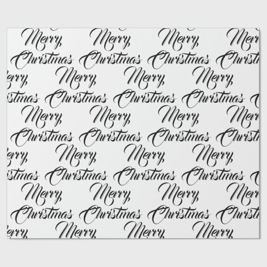 Merry kerst zwart wit aangepast script elegant cadeaupapier (Vlak)