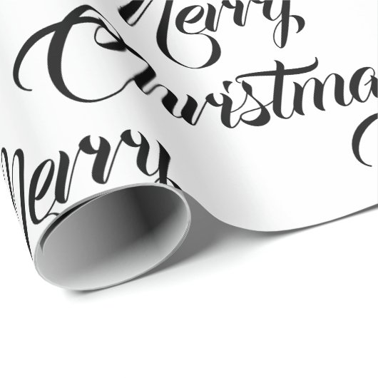 Merry kerst zwart wit aangepast script elegant cadeaupapier (Rol Hoek)