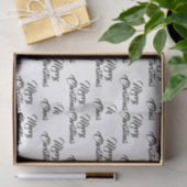 Merry kerst zwart wit aangepast script elegant tissuepapier (Geschenk)