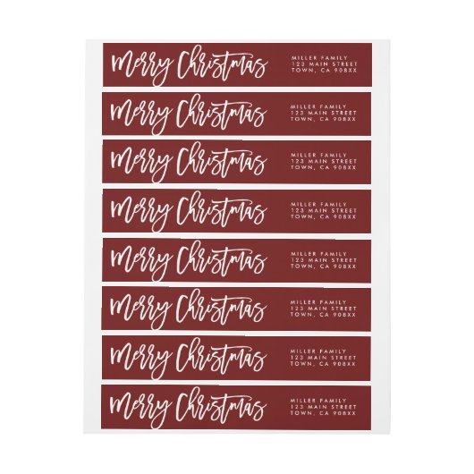 Merry-kerstadreslabel, wraparound (Vel)